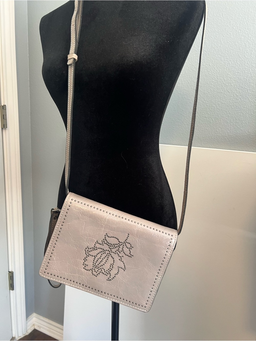 Patricia Nash Taupe Floral Studded Crossbody - Picture 2 of 6
